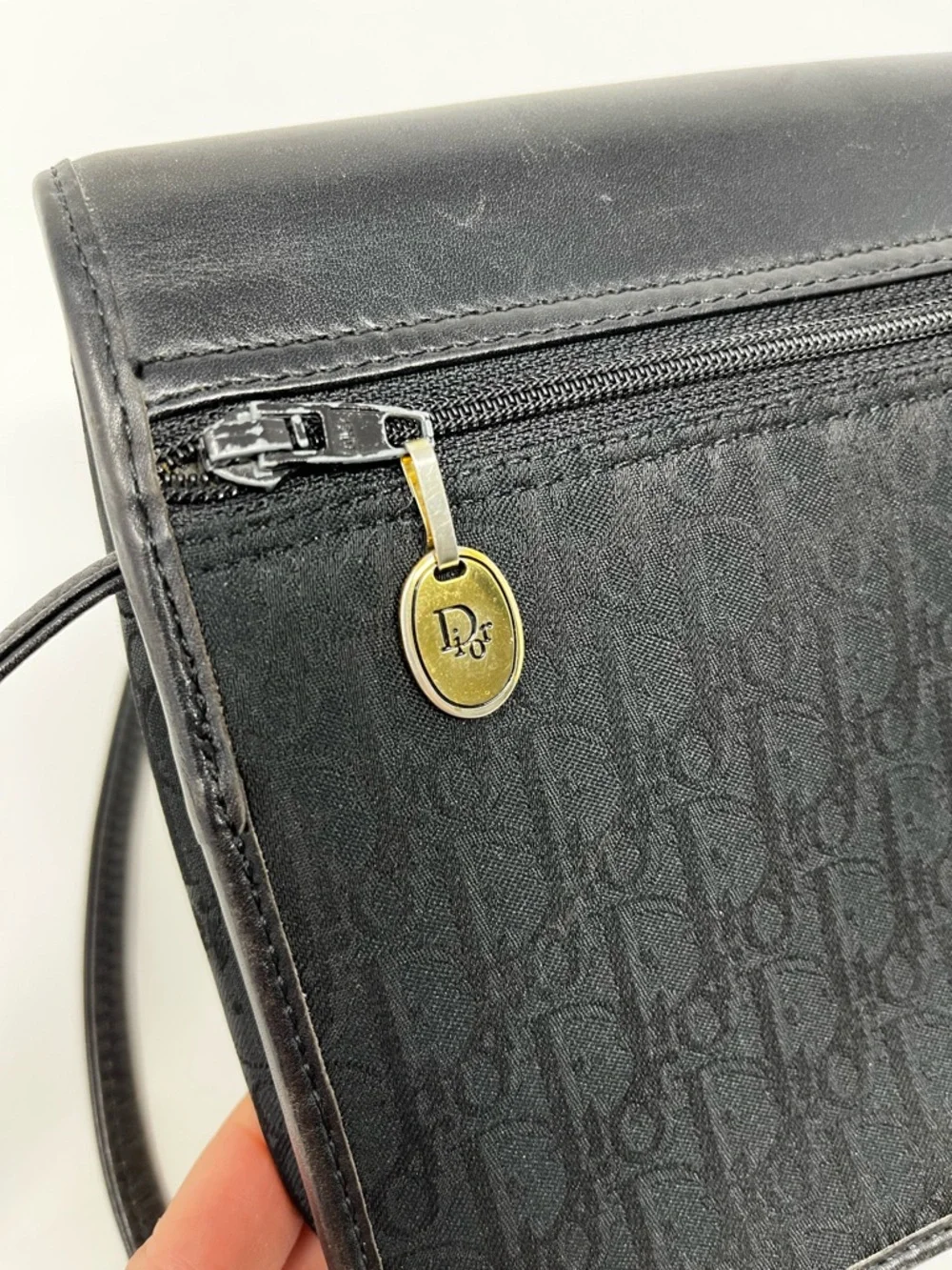 Vintage Christian Dior Black Trotter Logo Monogram Canvas Shoulder Crossbody Bag - Picture 7 of 8